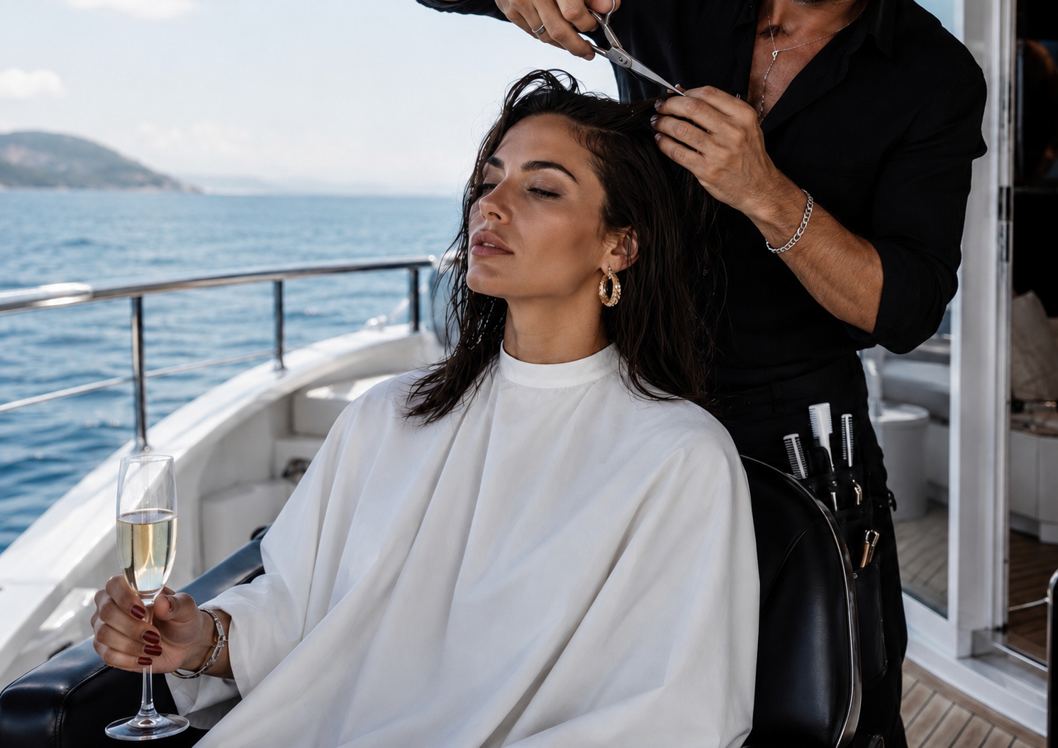 Hairstylist on yacht